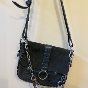 Zadig & Voltaire Suede & Leather Satchel with Chain Detail